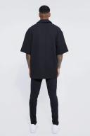 Mens Black Fixed Waist Stretch Skinny Chino