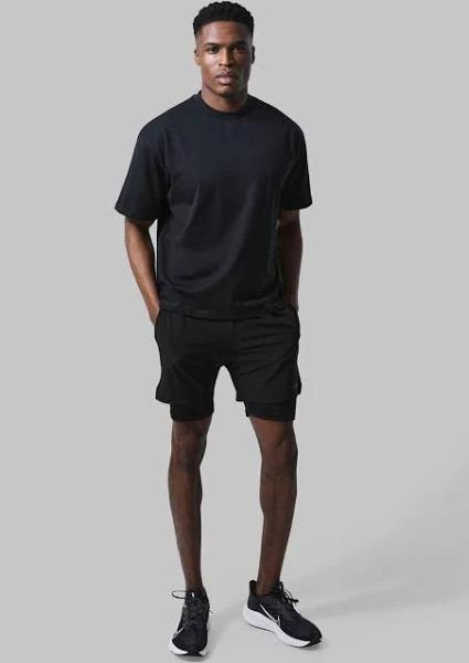 Mens Black Man Active Heavyweight Boxy Gym T-Shirt