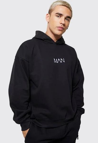 Mens Black Man Dash Oversized Heavyweight Hoodie