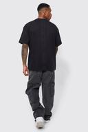 Mens Black Man Oversized Debossed Rib T-Shirt