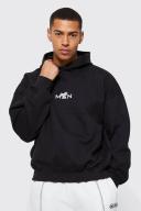 Mens Black Man Oversized Heavyweight Hoodie