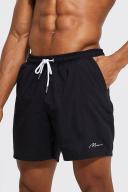 Mens Black Man Signature Mid Length Swim Shorts