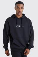 Mens Black Man Signature Over The Head Hoodie