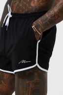 Mens Black Man Signature Runner Swim Shorts
