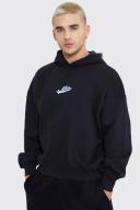 Mens Black Man Varsity Oversized Heavyweight Hoodie
