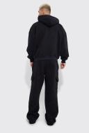 Mens Black Man Varsity Oversized Heavyweight Hoodie