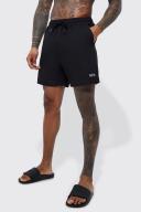 Mens Black Original Man Mid Length Swim Shorts
