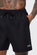 Mens Black Original Man Mid Length Swim Shorts