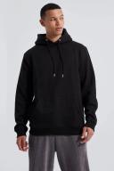 Mens Black Oversized Boxy Basic Hoodie