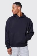 Mens Black Oversized Boxy Basic Hoodie