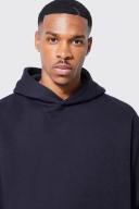 Mens Black Oversized Boxy Basic Hoodie