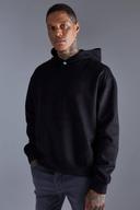 Mens Black Oversized Boxy Faux Suede Hoodie