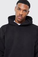 Mens Black Oversized Boxy Heavyweight Hoodie