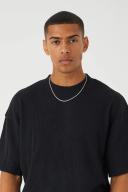 Mens Black Oversized Boxy Waffle T-Shirt & Short Set