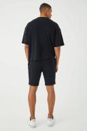 Mens Black Oversized Boxy Waffle T-Shirt & Short Set