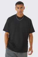 Mens Black Oversized Extended Neck T-Shirt