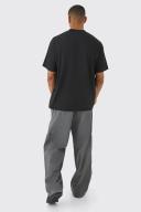 Mens Black Oversized Extended Neck T-Shirt