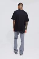 Mens Black Oversized Extended Neck T-Shirt