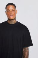 Mens Black Oversized Extended Neck T-Shirt