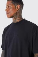 Mens Black Oversized Heavyweight Extended Neck T-Shirt