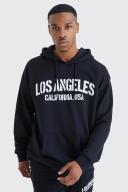 Mens Black Oversized Los Angeles Hoodie