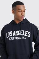 Mens Black Oversized Los Angeles Hoodie