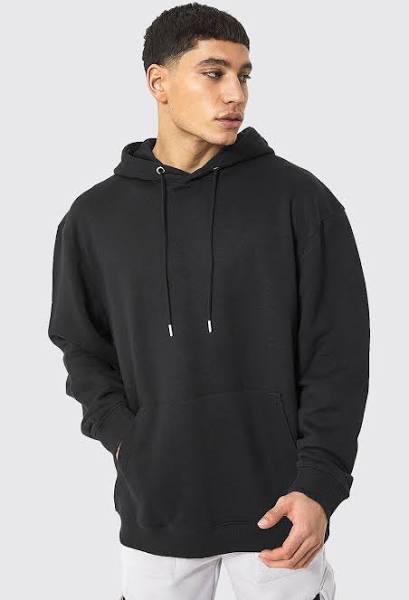 Mens Black Oversized Over The Head Hoodie