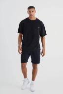 Mens Black Oversized Premium Towelling T-Shirt & Short Set