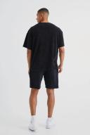 Mens Black Oversized Premium Towelling T-Shirt & Short Set