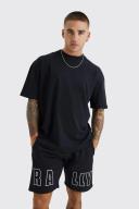 Mens Black Oversized Rally T-Shirt & Short Set