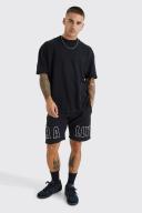 Mens Black Oversized Rally T-Shirt & Short Set