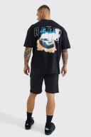 Mens Black Oversized Rally T-Shirt & Short Set