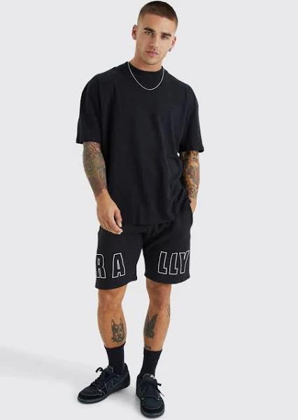 Mens Black Oversized Rally T-Shirt & Short Set
