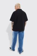Mens Black Oversized Revere Twill Jersey Polo