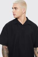 Mens Black Oversized Revere Twill Jersey Polo