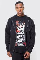 Mens Black Oversized Zip Through Hoodie