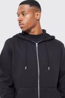 Mens Black Oversized Zip Through Hoodie