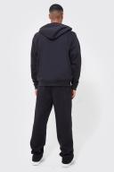Mens Black Oversized Zip Through Hoodie