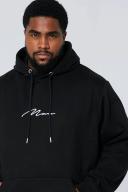 Mens Black Plus Basic Over The Head Man Sig Hoodie