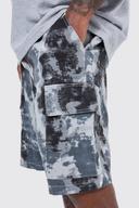 Mens Black Plus Fixed Relaxed Camo Cargo Detail Short