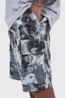 Mens Black Plus Fixed Relaxed Camo Cargo Detail Short