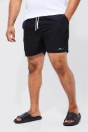 Mens Black Plus Man Signature Mid Length Swim Shorts
