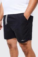 Mens Black Plus Man Signature Mid Length Swim Shorts