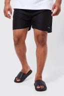 Mens Black Plus Man Signature Mid Length Swim Shorts