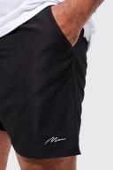 Mens Black Plus Man Signature Mid Length Swim Shorts
