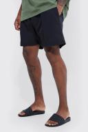 Mens Black Plus Mid Length Pintuck Swim Shorts