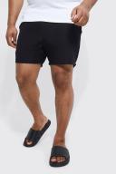 Mens Black Plus Mid Length Plain Swim Shorts
