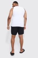 Mens Black Plus Mid Length Plain Swim Shorts