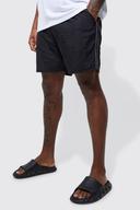 Mens Black Plus Mid Length Worldwide Tape Swim Shorts