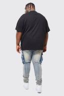 Mens Black Plus Oversized Extended Neck Heavy T-Shirt